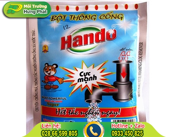 Bột th&ocirc;ng cống Hando xử l&yacute; hiệu quả c&aacute;c chất l&agrave;m tắc nghẽn đường cống