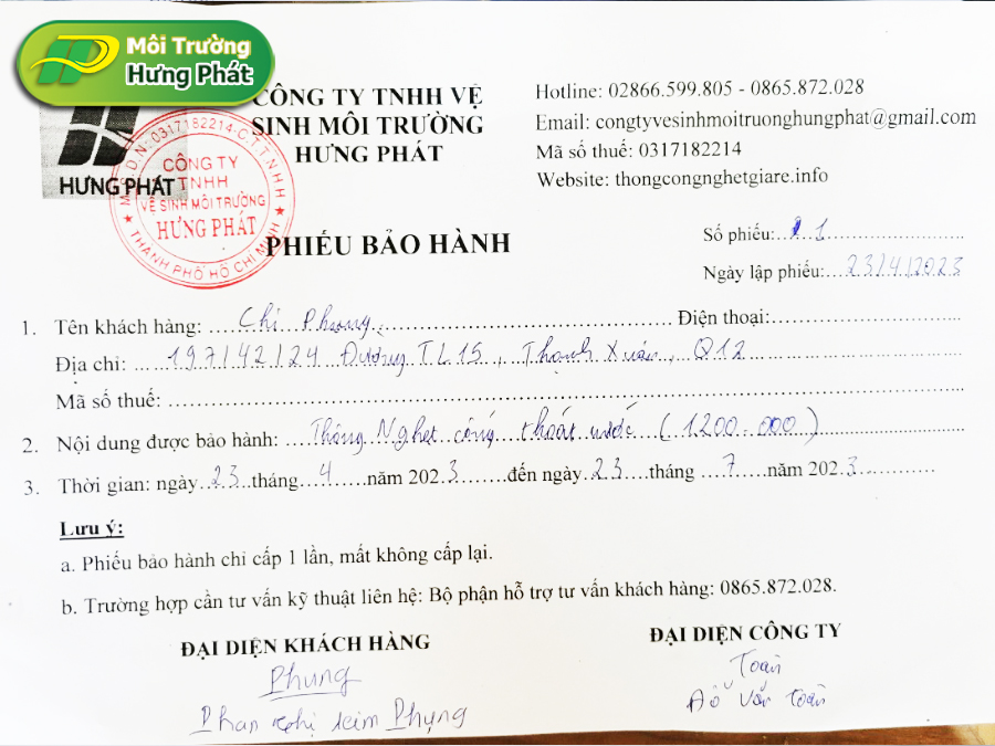 C&ocirc;ng ty th&ocirc;ng cống nghẹt Quận 2 Hưng Ph&aacute;t l&agrave;m việc với quy tr&igrave;nh chuy&ecirc;n nghiệp