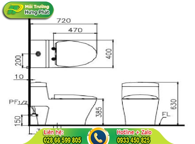 K&iacute;ch thước bồn cầu 1 khối hiệu Caesar