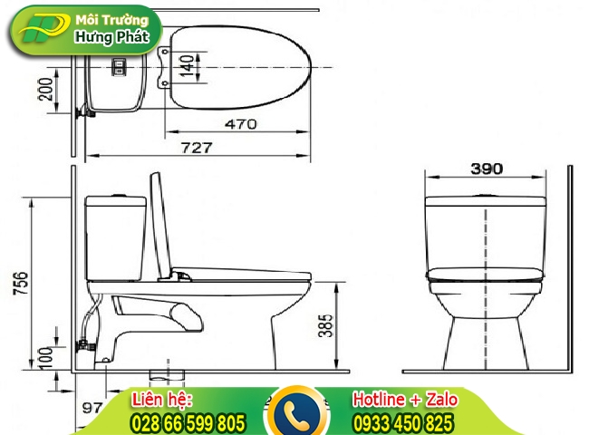 K&iacute;ch thước bồn cầu 1 khối hiệu Inax