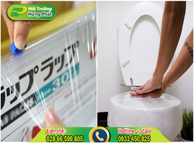Dùng màng bọc thực phẩm cho bồn cầu